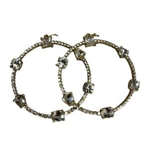 Southern Living Gold Hoop Earrings with Clear Stones